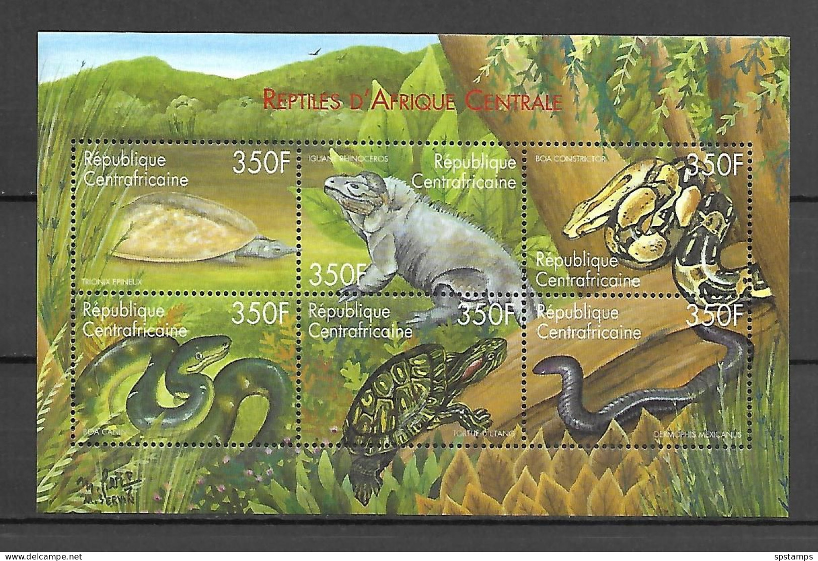 Central African 2001 Animals - Reptiles Sheetlet #1 MNH - Sonstige & Ohne Zuordnung