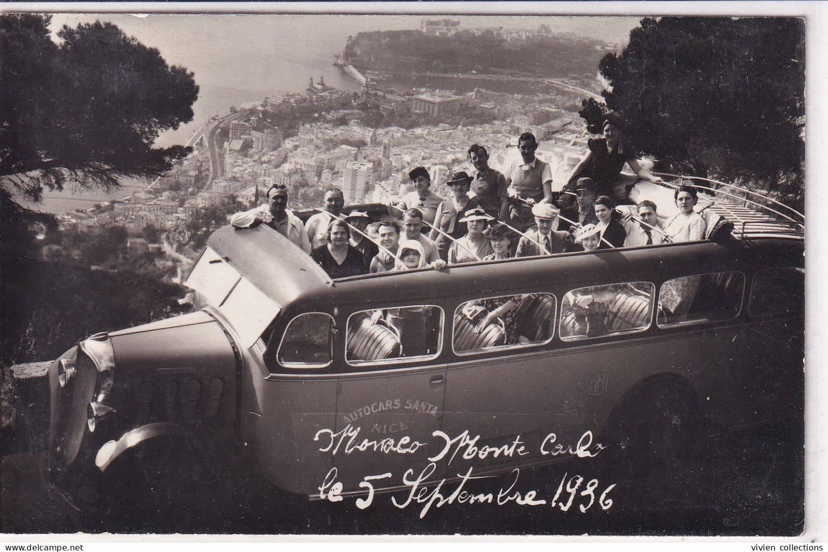 Carte Photo Excursion Monaco Monté Carlo Du 5 Septembre 1936 En Autocars Santa De Nice (2) - Other & Unclassified