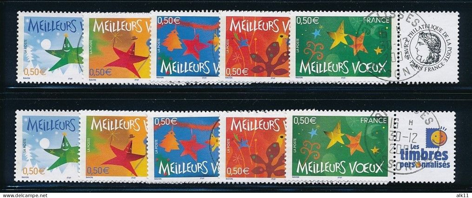 France 2004 - 3722A-3726A Deux Séries Timbres Meilleurs Voeux Personnalisés Avec Logo Céres Et TPP - Oblitéré - Used Stamps