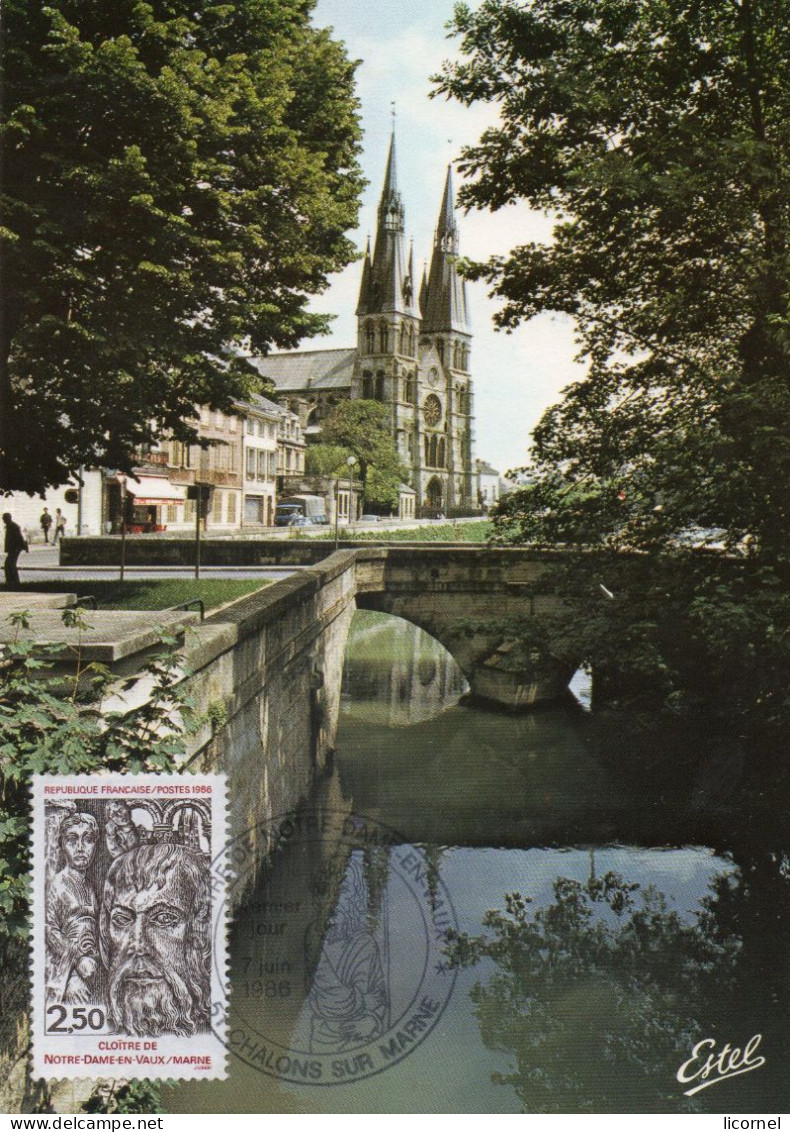 Carte Maxi  1986 Premier Jour /CHALONS SUR MARNE,le Canal Et L Eglise - 1980-1989