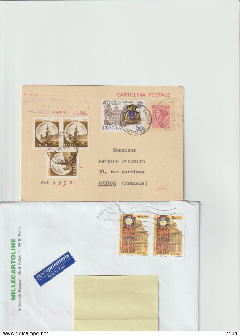 FT 06 . Italie . 4 Documents . Entier Postal . Etat Civil . 2 Enveloppes . - Franking Machines (EMA)