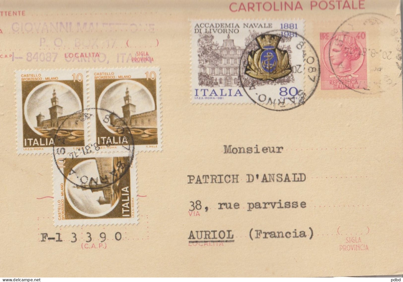 FT 06 . Italie . 4 Documents . Entier Postal . Etat Civil . 2 Enveloppes . - Machines à Affranchir (EMA)