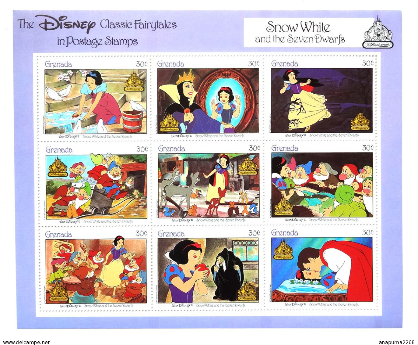 4 FEUILLETS  DISNEY.....GRENADINES  ......BLANCHE NEIGE..CENDRILLON..ROX ET ROUKI....DUMBO - Grenada (1974-...)