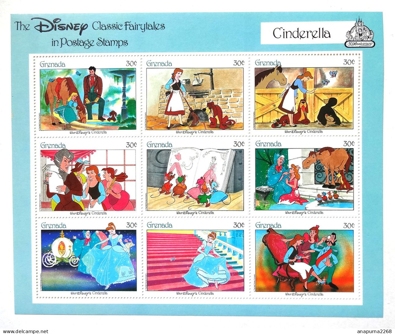 4 FEUILLETS  DISNEY.....GRENADINES  ......BLANCHE NEIGE..CENDRILLON..ROX ET ROUKI....DUMBO - Grenada (1974-...)