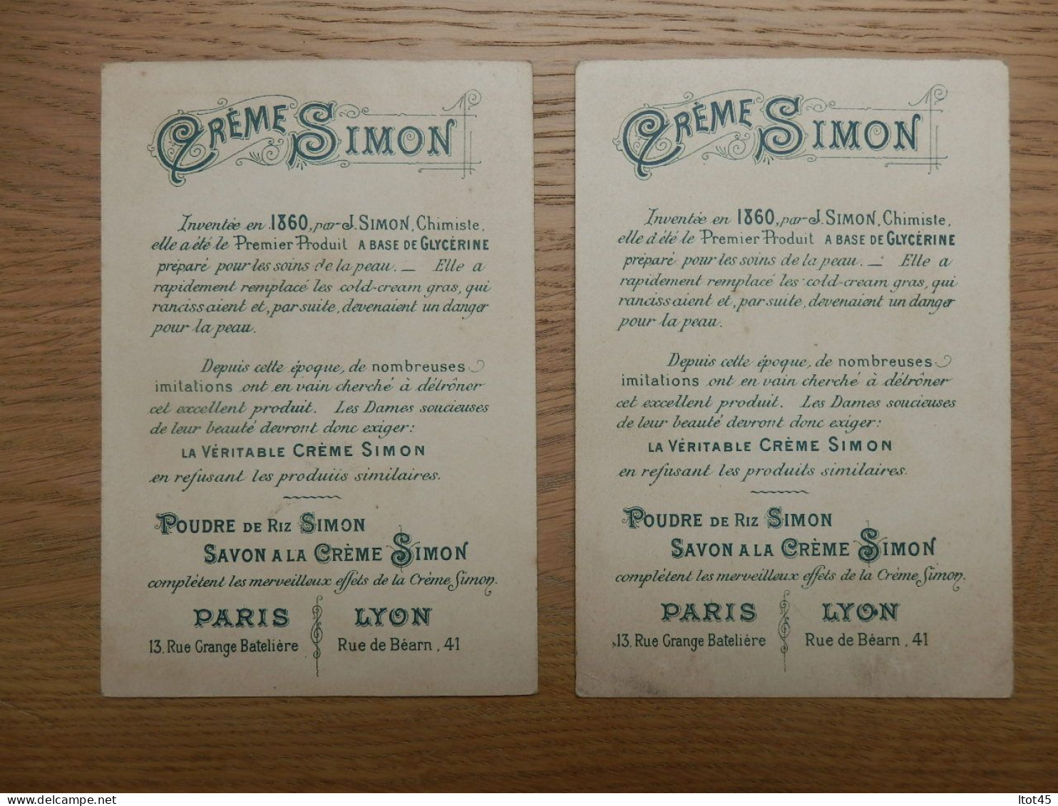 LOT DE 2 GRANDES CHROMOS CREME SIMON - Other & Unclassified