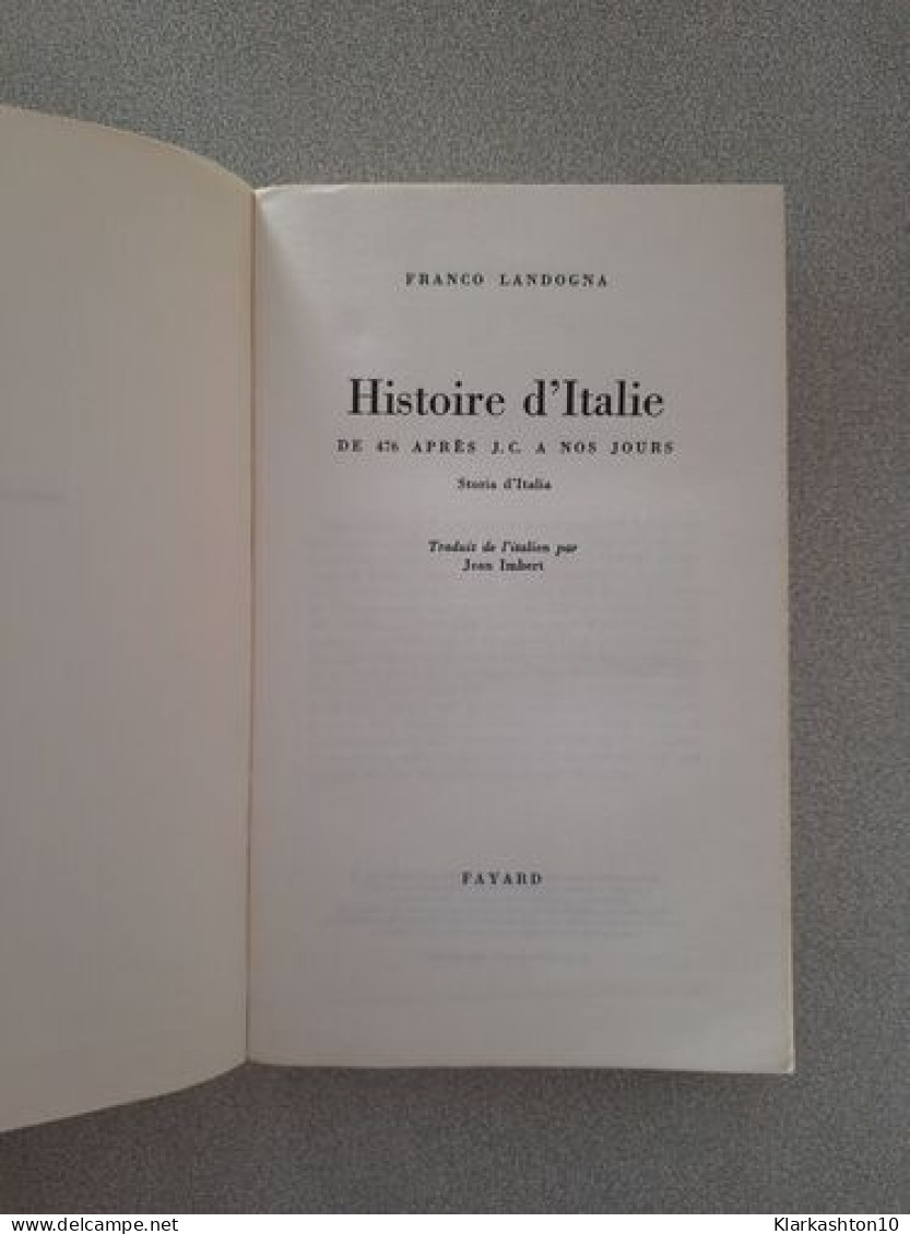 Histoire D'Italie - Autres & Non Classés