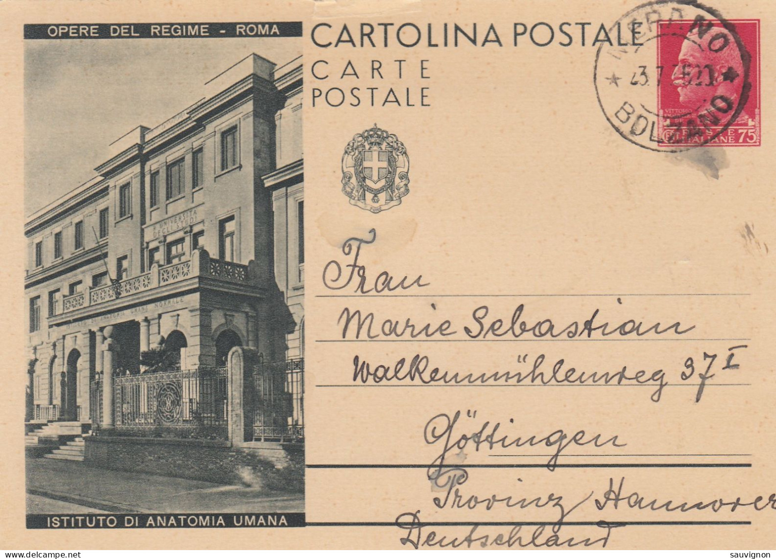 Italia. Rare Picture Postcard (stationary Michel P78), Opere Del Regime - Instituto Di Anatomia Umana, 1935 - Sonstige & Ohne Zuordnung