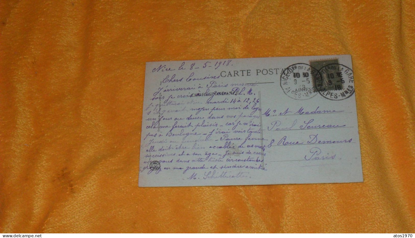 CARTE POSTALE ANCIENNE CIRCULEE DE 1918../ NICE.- AVENUE DE LA GARE ..CACHETS + TIMBRE - Autres & Non Classés