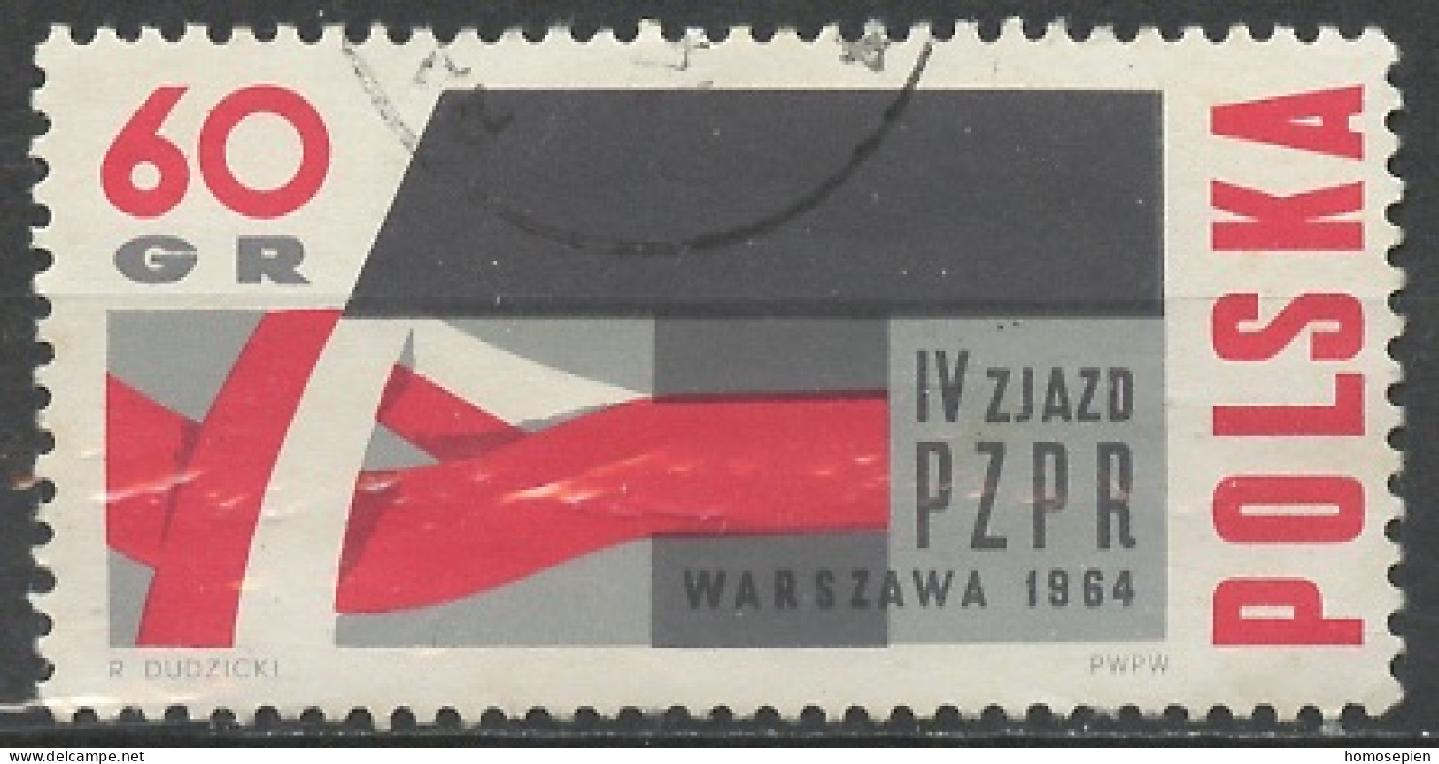 Pologne - Poland - Polen 1964 Y&T N°1357 - Michel N°1500 (o) - 60g Drapeau Et Marteau - Used Stamps