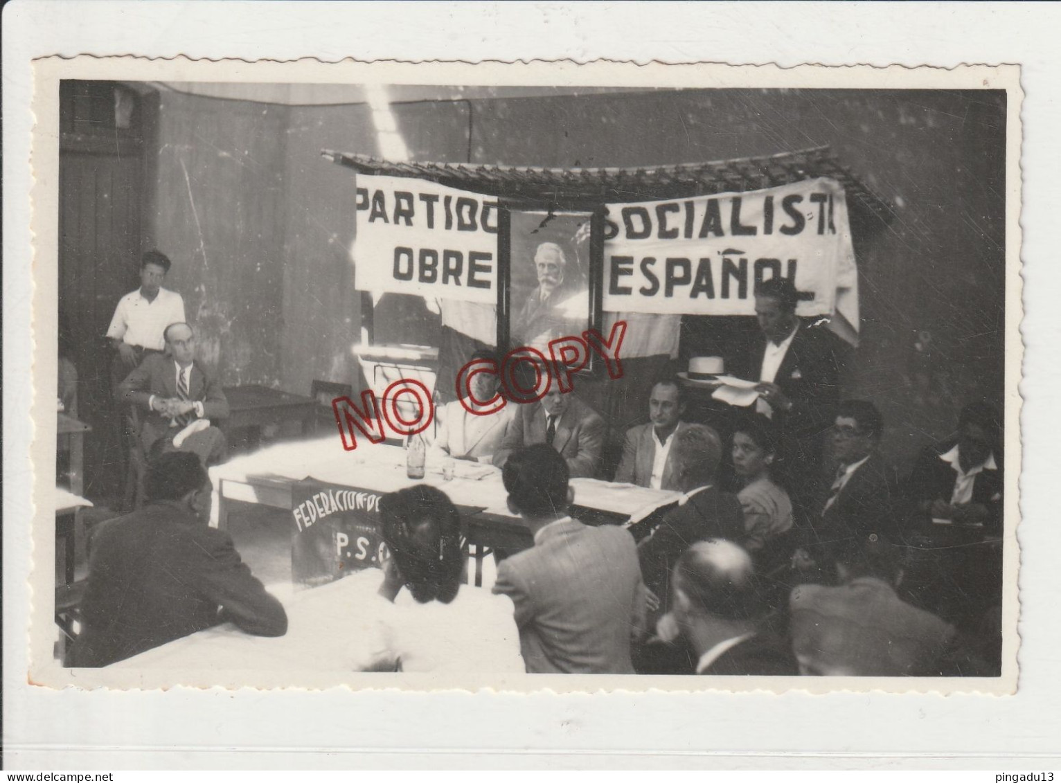 Fixe Carte-photo Maroc Zegzel Berkane Réunion Parti Socialiste Espagnol Espagne Décembre 1952 - Autres & Non Classés