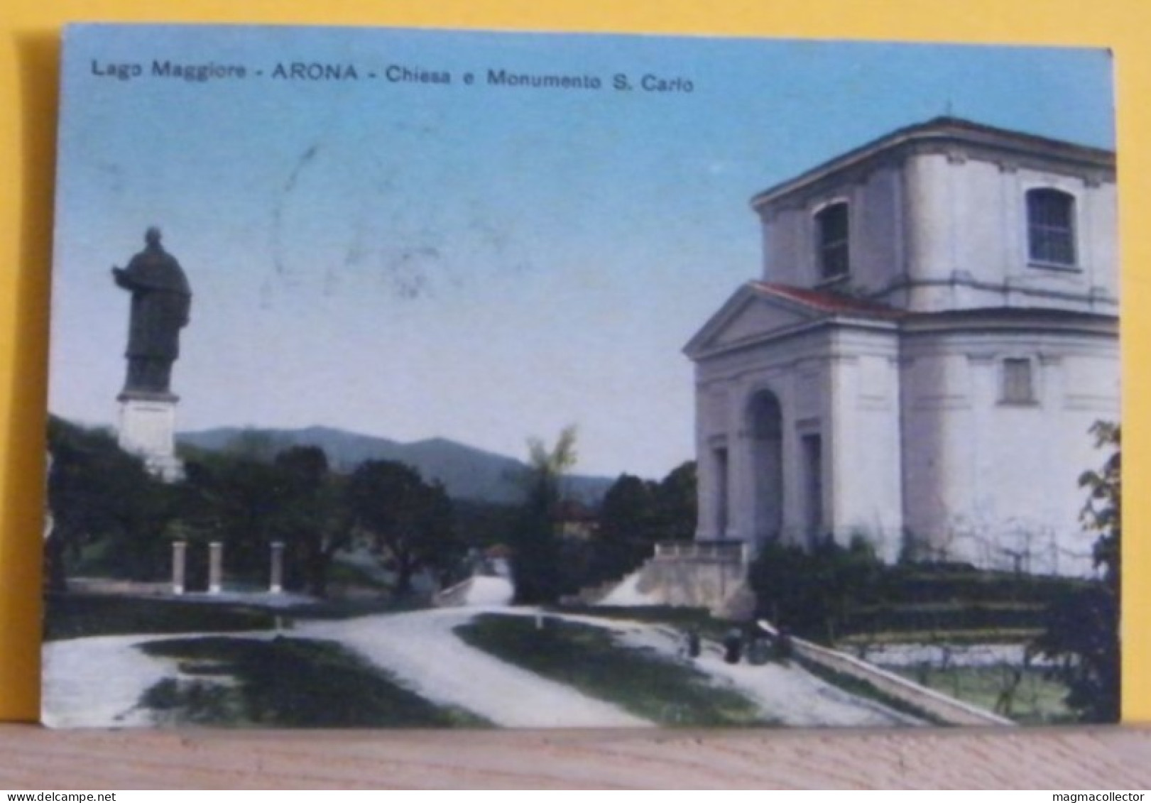 (ARO3) ARONA - CHIESA E MONUMENTO S.CARLO - VIAGGIATA  1919 - Other & Unclassified