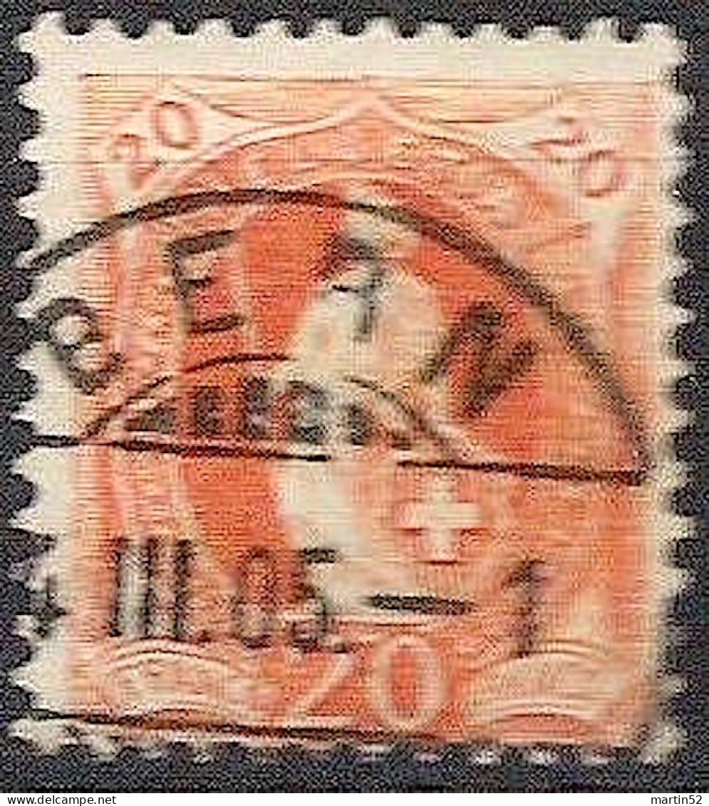 Schweiz Suisse 1901:14 Vertikalzähne Dents KZ II Zu 66E Mi 58YD Yv 71 (20c) Mit ⊙  BERN 4.III.05 (Zu CHF 2.50) - Gebraucht