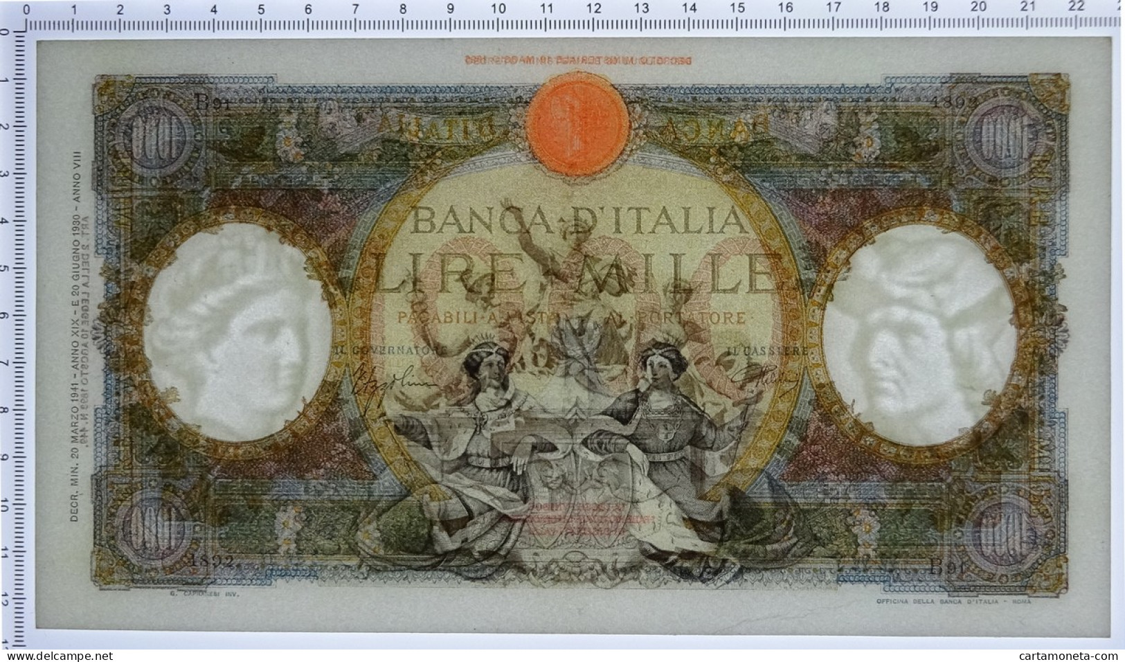 1000 LIRE CAPRANESI REPUBBLICHE MARINARE REGINE FASCIO ROMA 20/03/1941 SUP - Regno D'Italia – Other