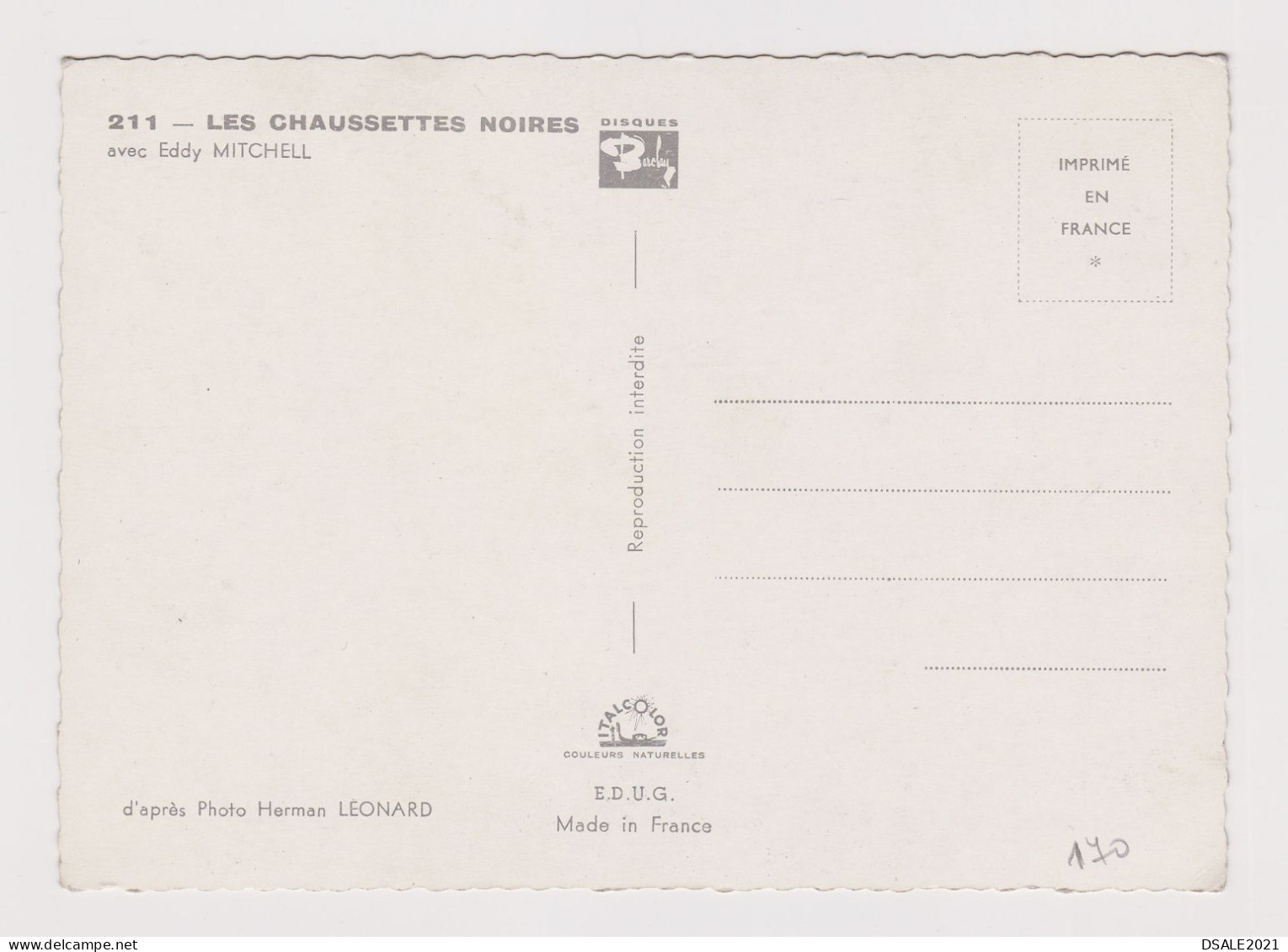 EDDY MITCHELL And LES CHAUSSETTES NOIRES, Vintage French Photo Postcard RPPc AK (170) - Musique Et Musiciens