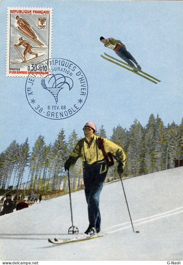Carte Maximum - Jeux Olympiques De Grenoble - 6 Février 1968 - 1960-1969