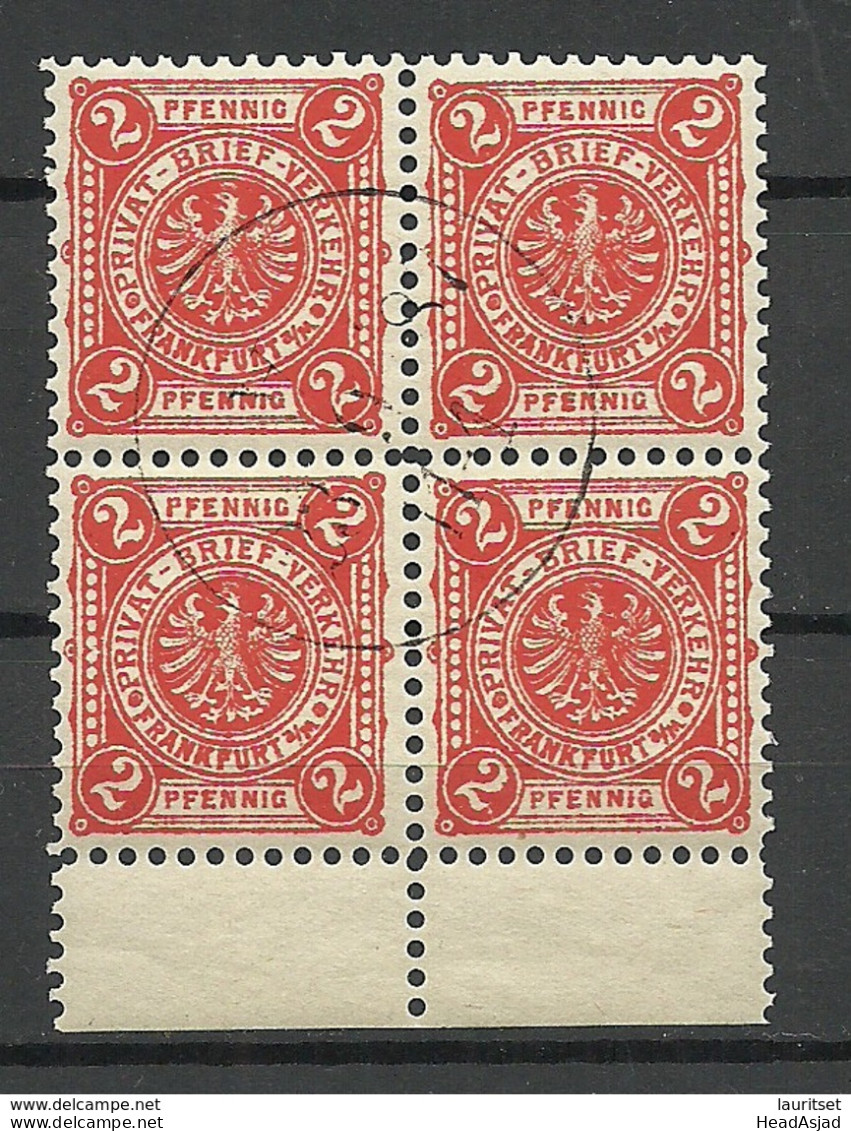 Deutschland 1890 FRANKFURT Privater Stadtpost Local City Post Private Post As 4-block O - Private & Local Mails