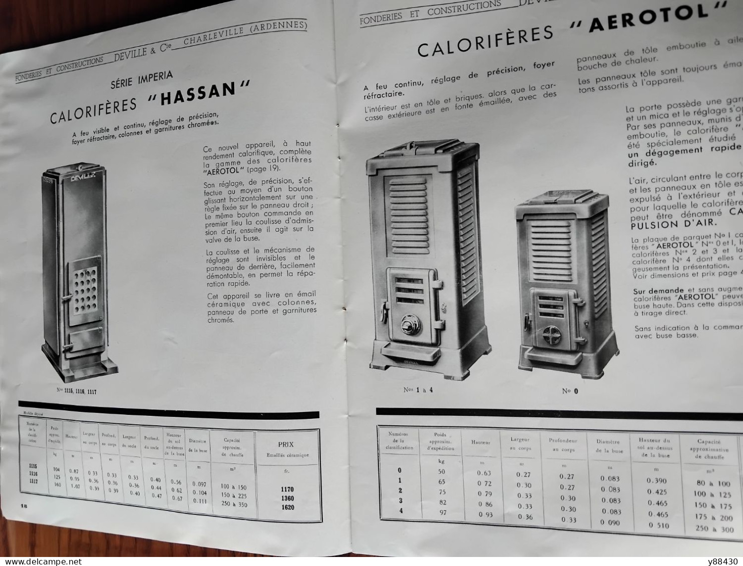 Catalogue DEVILLE à CHARLEVILLE . 08 - Année 1939 - Fonderies et Constructions - Articles de Chauffage -  - 23 vues