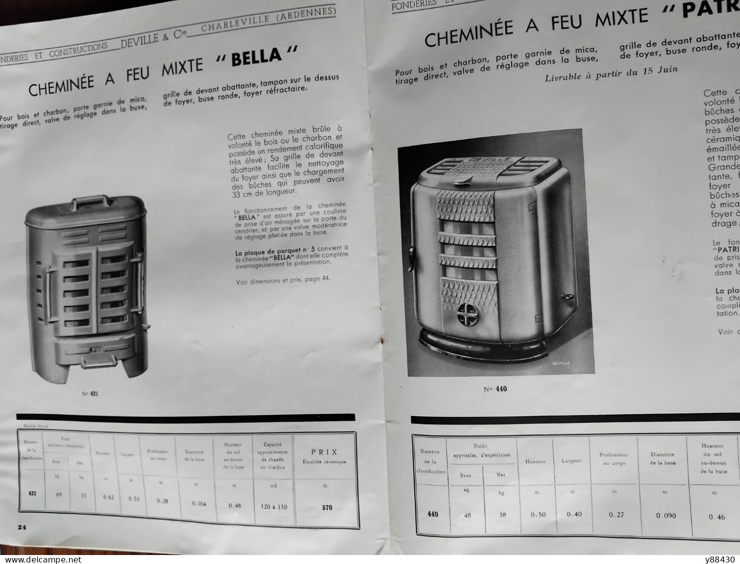 Catalogue DEVILLE à CHARLEVILLE . 08 - Année 1939 - Fonderies et Constructions - Articles de Chauffage -  - 23 vues