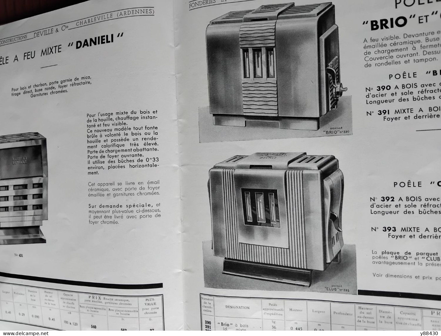 Catalogue DEVILLE à CHARLEVILLE . 08 - Année 1939 - Fonderies et Constructions - Articles de Chauffage -  - 23 vues