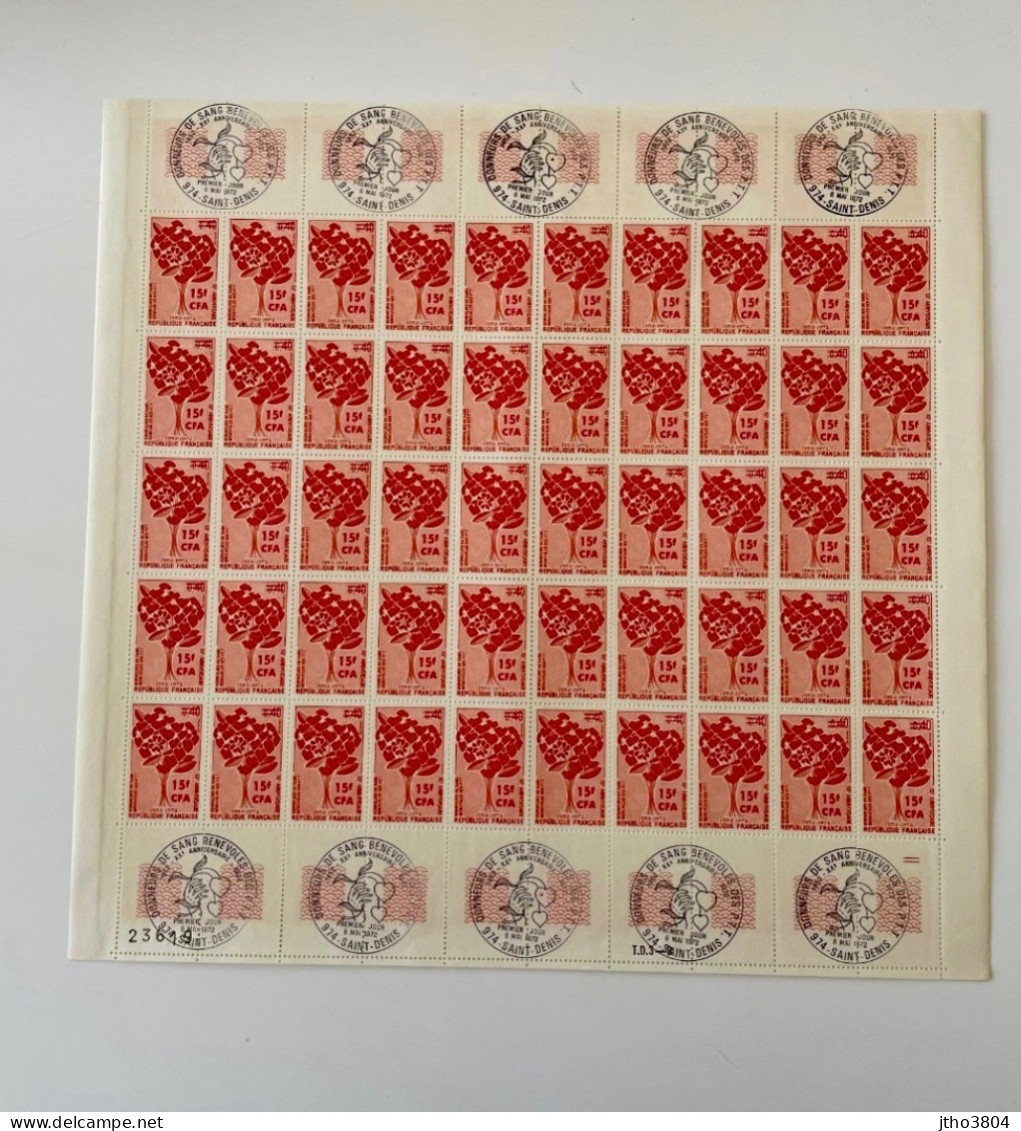 Réunion - 409 -  " Donneurs De Sang Bénévoles "- Feuille De 50 Timbres Etat Luxe Avec Cachet Premiers Jours - Ungebraucht