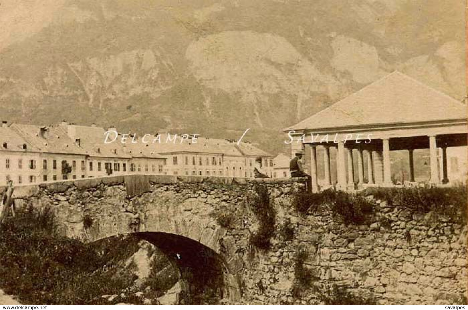 Haute-Savoie * Sallanches Halles Pont En Pierre  * Photo Stéréoscopique Andrieu 1867 - Stereoscopic