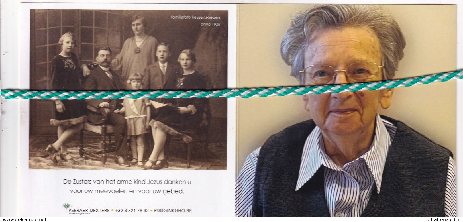 Zuster Alida (Joanna Reusens), Borsbeek 1922, Antwerpen 2022. Honderdjarige. Foto Familiefoto - Obituary Notices