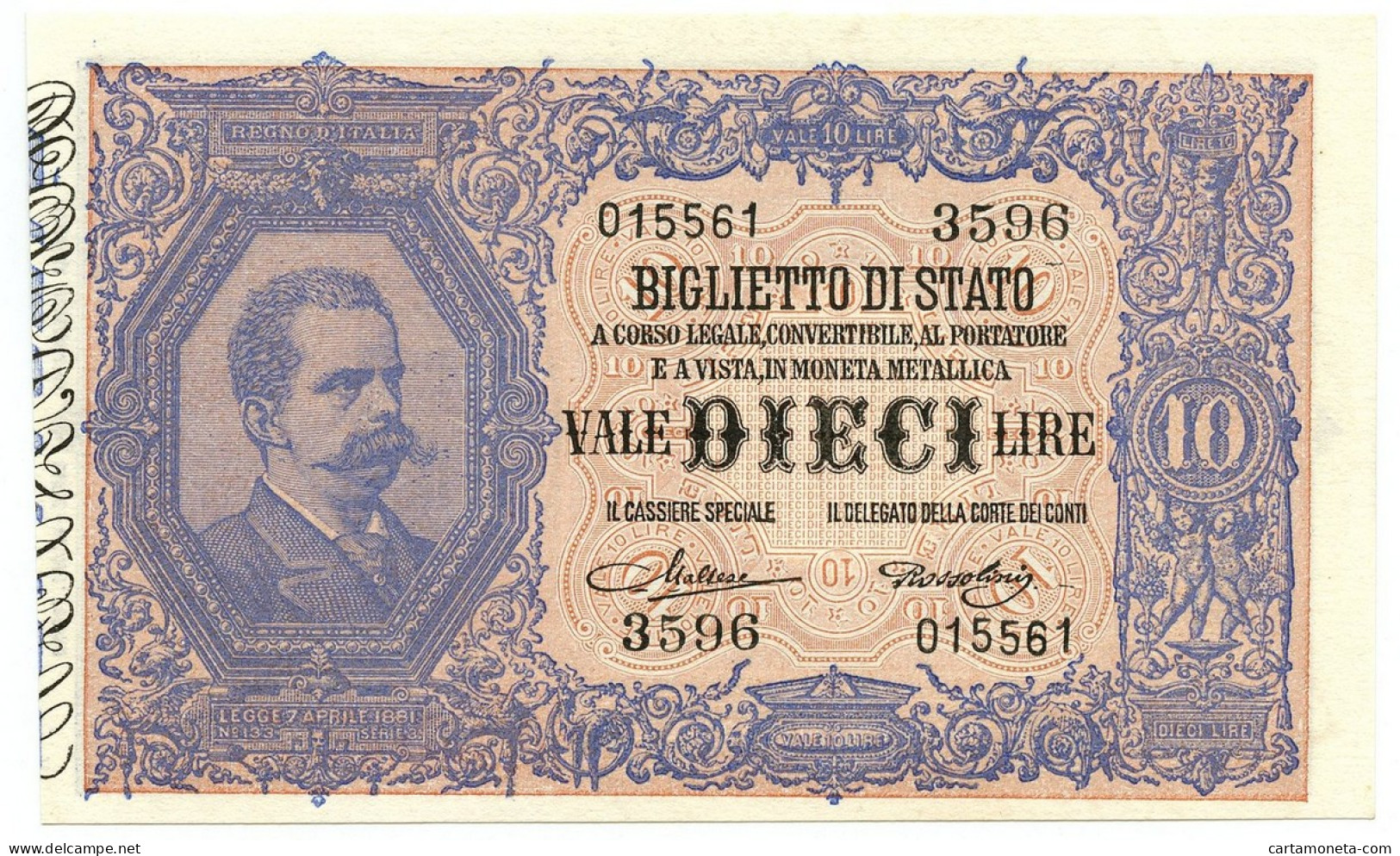 10 LIRE BIGLIETTO DI STATO EFFIGE UMBERTO I 19/05/1923 FDS - Andere