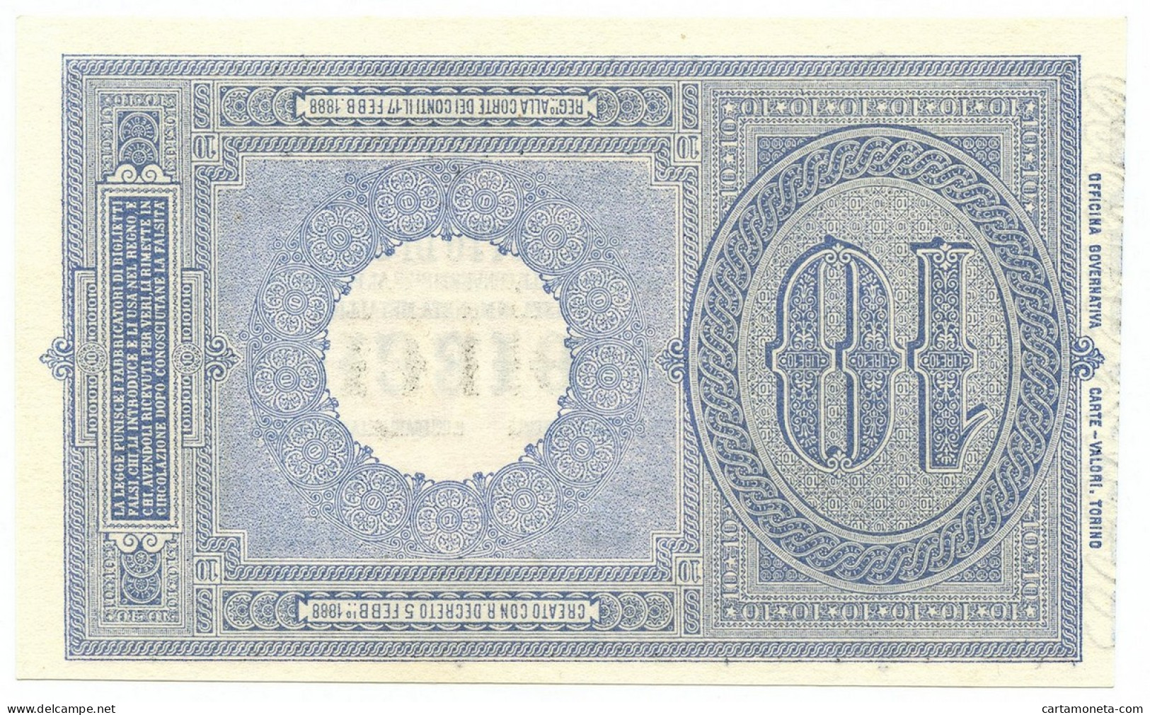 10 LIRE BIGLIETTO DI STATO EFFIGE UMBERTO I 19/05/1923 FDS - Regno D'Italia – Autres