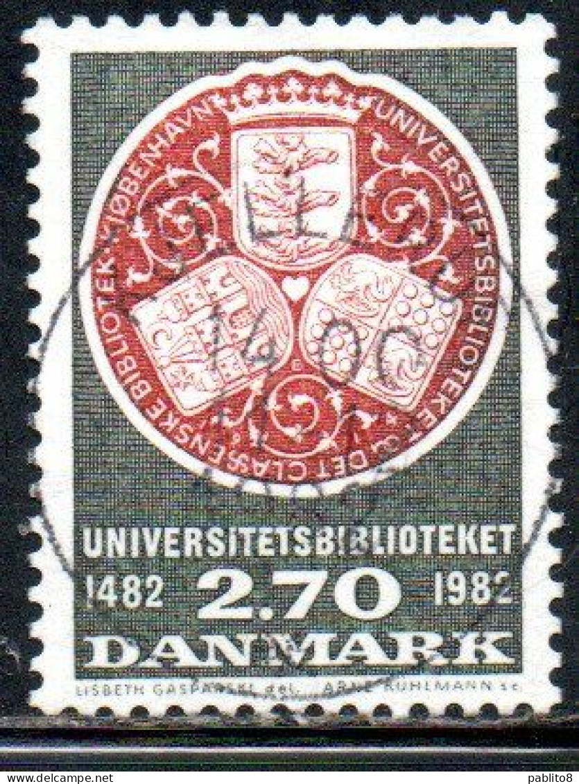 DANEMARK DANMARK DENMARK DANIMARCA 1982 500th ANNIVERSARY OF UNIVERSITY LIBRARY 2.70k USED USATO OBLITERE - Used Stamps