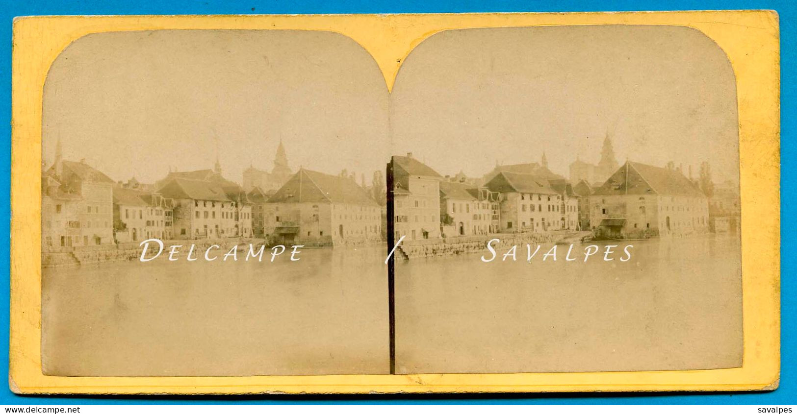 Suisse * Solothurn, Soleure Bords De L’Aar * Photo Stéréoscopique Bertrand Vers 1858 - Stereoscopic
