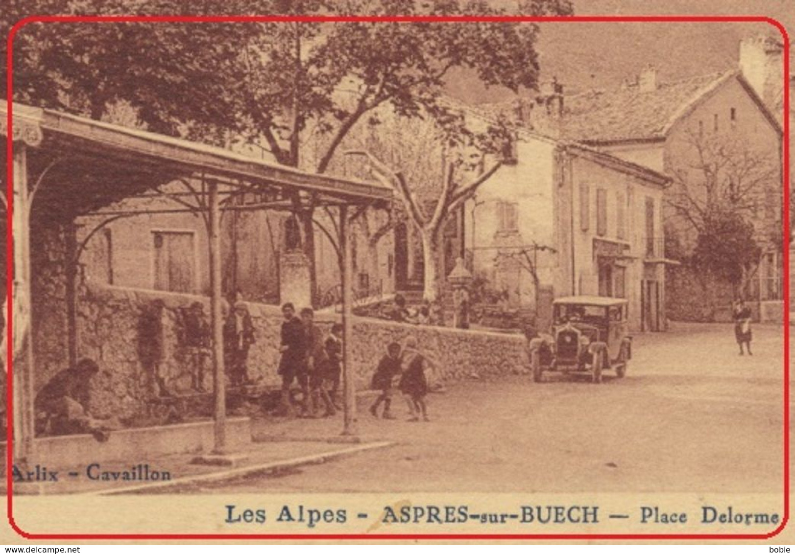 Aspres-sur-Buech Dépt. Hautes Alpes : Place Delorme -  Boulangerie - Lavoir - Rue Animée. - Other & Unclassified