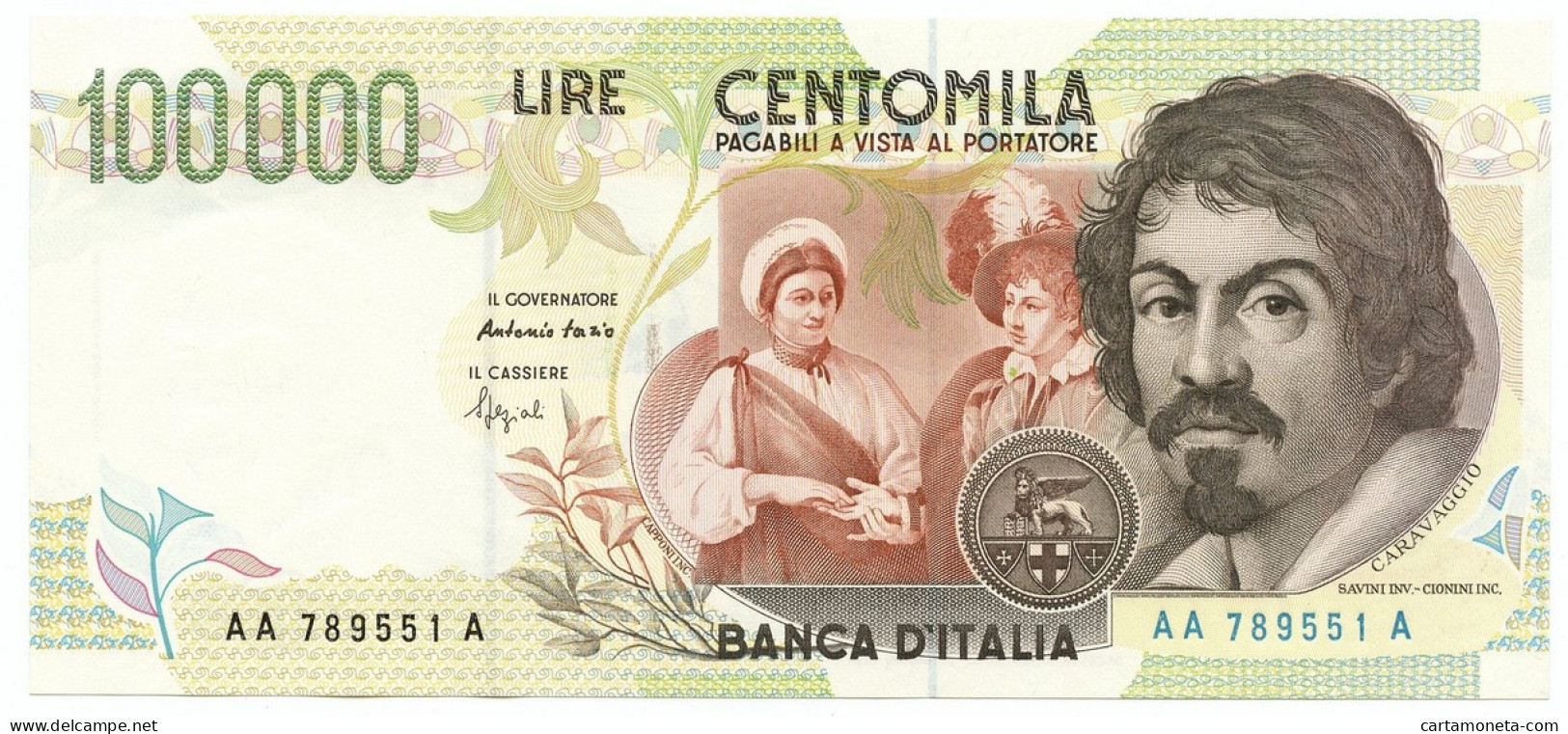 100000 LIRE BANCA D'ITALIA CARAVAGGIO II TIPO TRIPLA A 12/05/1994 FDS-/FDS - Autres & Non Classés