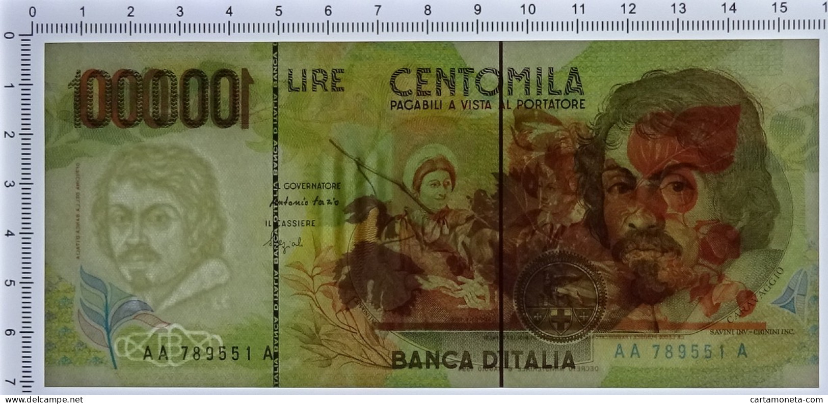 100000 LIRE BANCA D'ITALIA CARAVAGGIO II TIPO TRIPLA A 12/05/1994 FDS-/FDS - Altri & Non Classificati