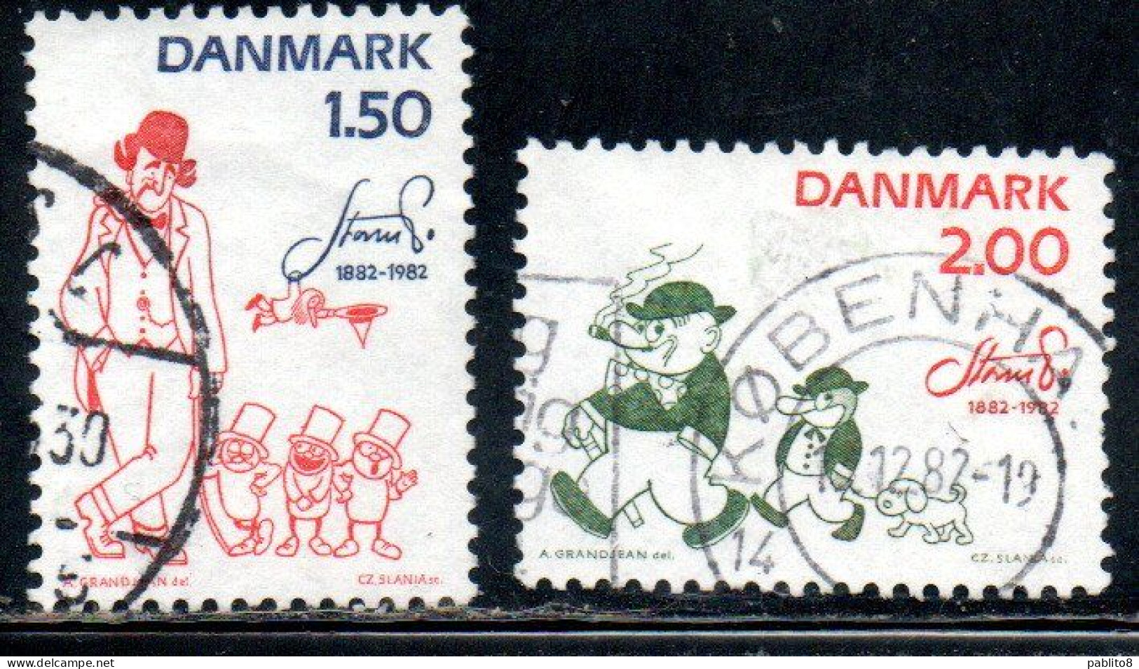 DANEMARK DANMARK DENMARK DANIMARCA 1982 ROBERT STORM PETERSEN CATOONIST COMPLETE SET SERIE USED USATO OBLITERE - Used Stamps