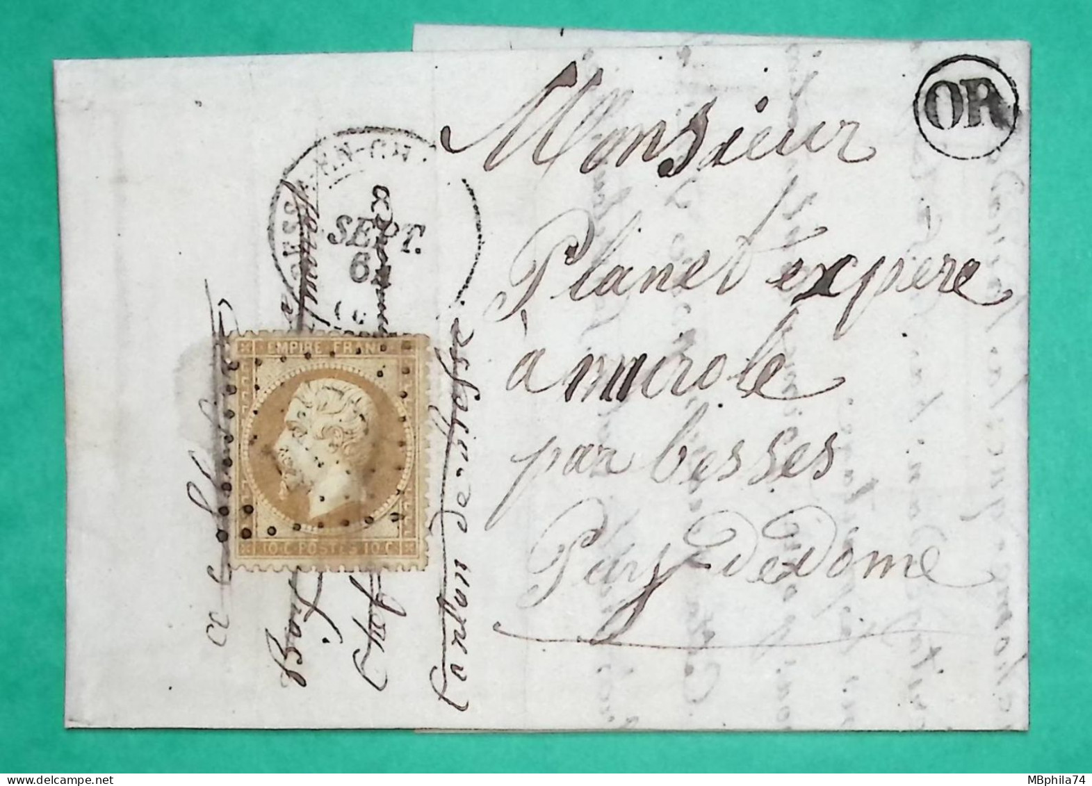 N°21 GC 459 BESSE EN CHANDESSE PUY DE DOME OR ORIGINE RURALE LA CHAVADE CORRESPONDANCE LOCALE POUR MUROL 1864 FRANCE - 1849-1876: Période Classique