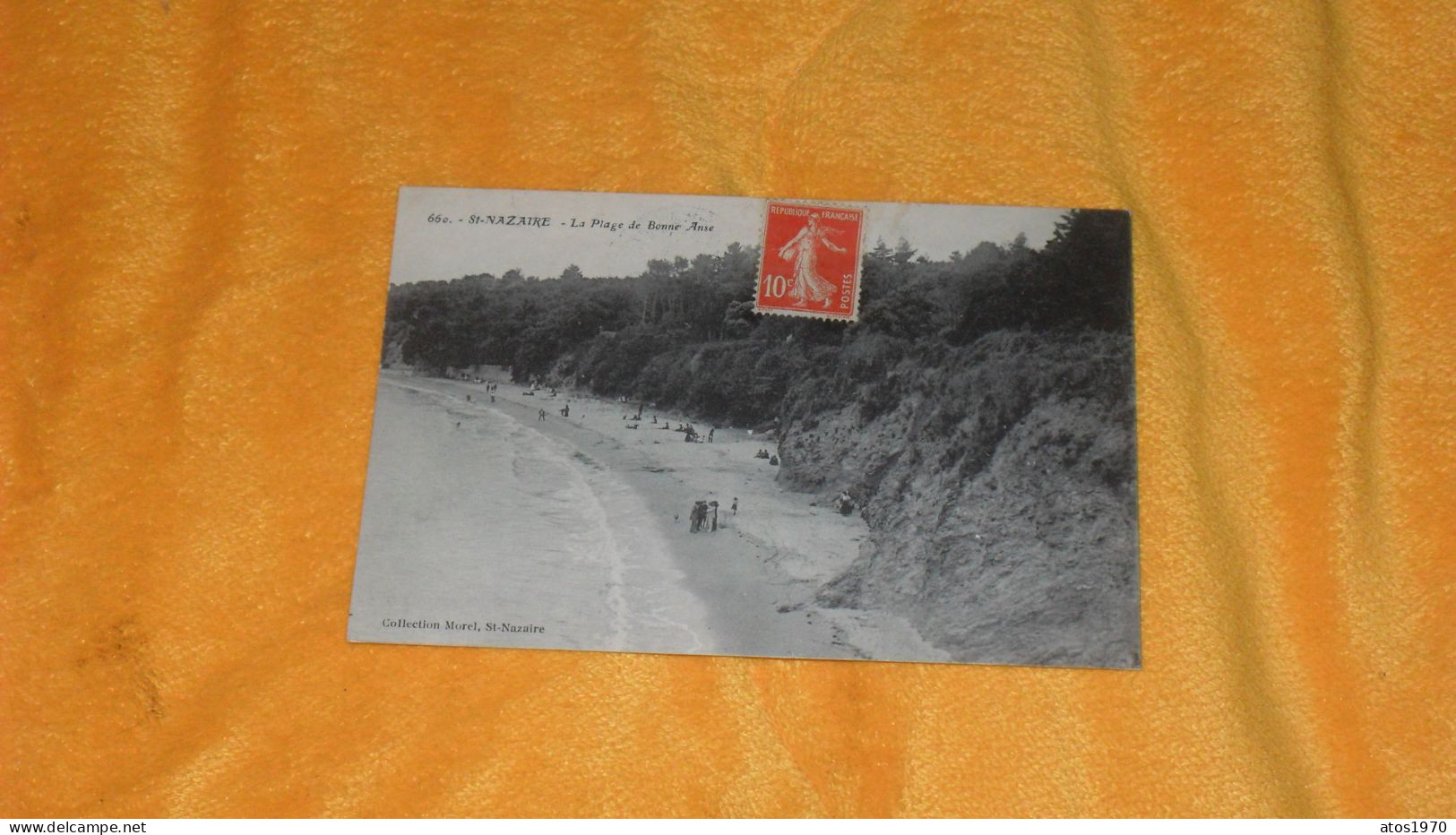 CARTE POSTALE ANCIENNE CIRCULEE DE 1914../ SAINT NAZAIRE.- LA PLAGE DE BONNE ANSE....CACHET + TIMBRE.. - Saint Nazaire