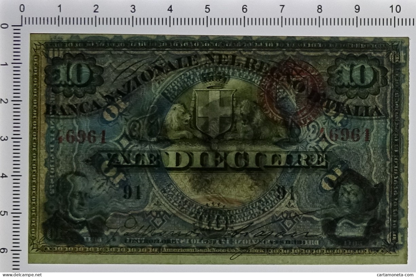 10 LIRE BANCA NAZIONALE NEL REGNO D'ITALIA ITALIA TURRITA 17/07/1872 FDS-/FDS - Sonstige & Ohne Zuordnung