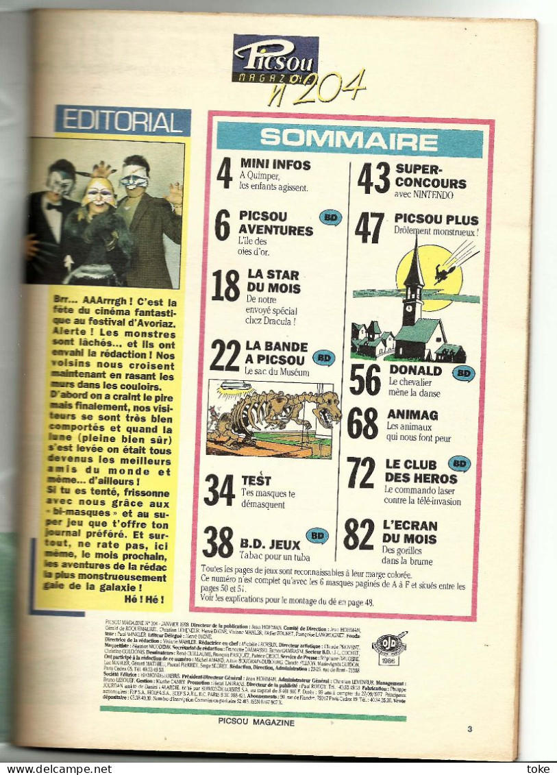 PICSOU MAGAZINE N° 204 Complet Avec Son Supplement Interieur , Très Bon état - Picsou Magazine
