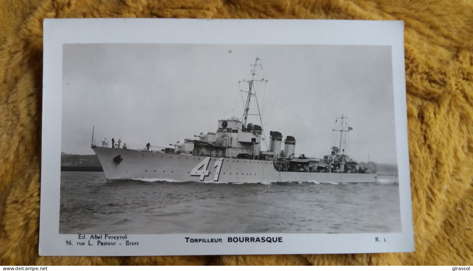 CPSM BATEAU TORPILLEUR BOURRASQUE ED ABEL FEREYROL L PASTEUR BREST - Warships