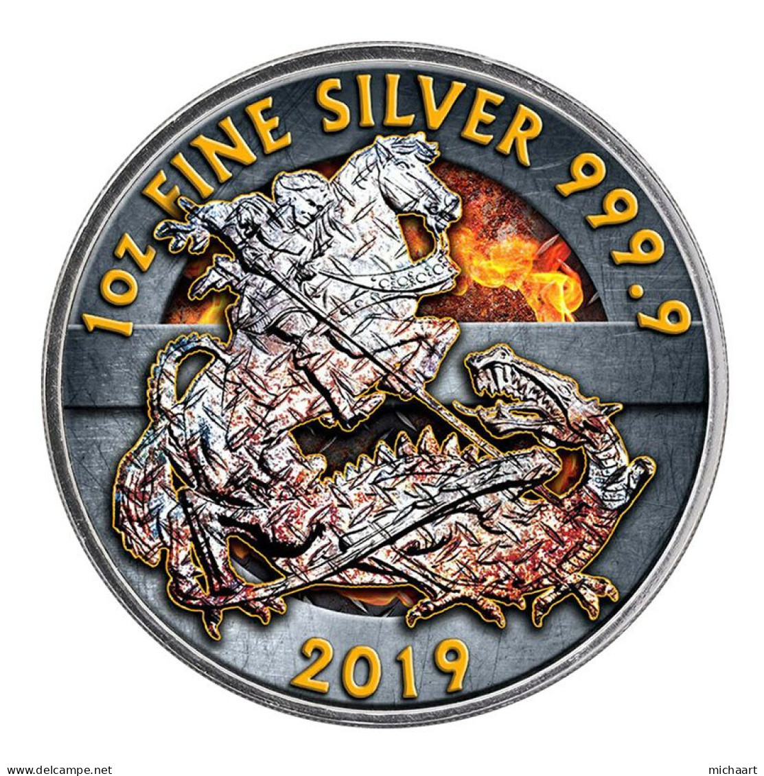 UK £2 Coin Valiant Slaying The Dragon 2019 Silver 1 Oz Iron Power Edition 02769 - Maundy Sets & Commémoratives