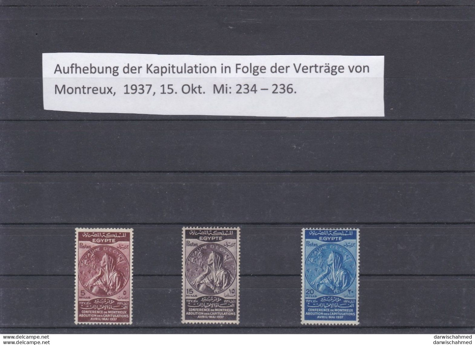 ÄGYPTEN - EGYPT - EGYPTIAN - EGITTO -  AUFHEBUNG DIE KAPITULATION  1937  LEICHT FALZ  - M.L.H. - Unused Stamps