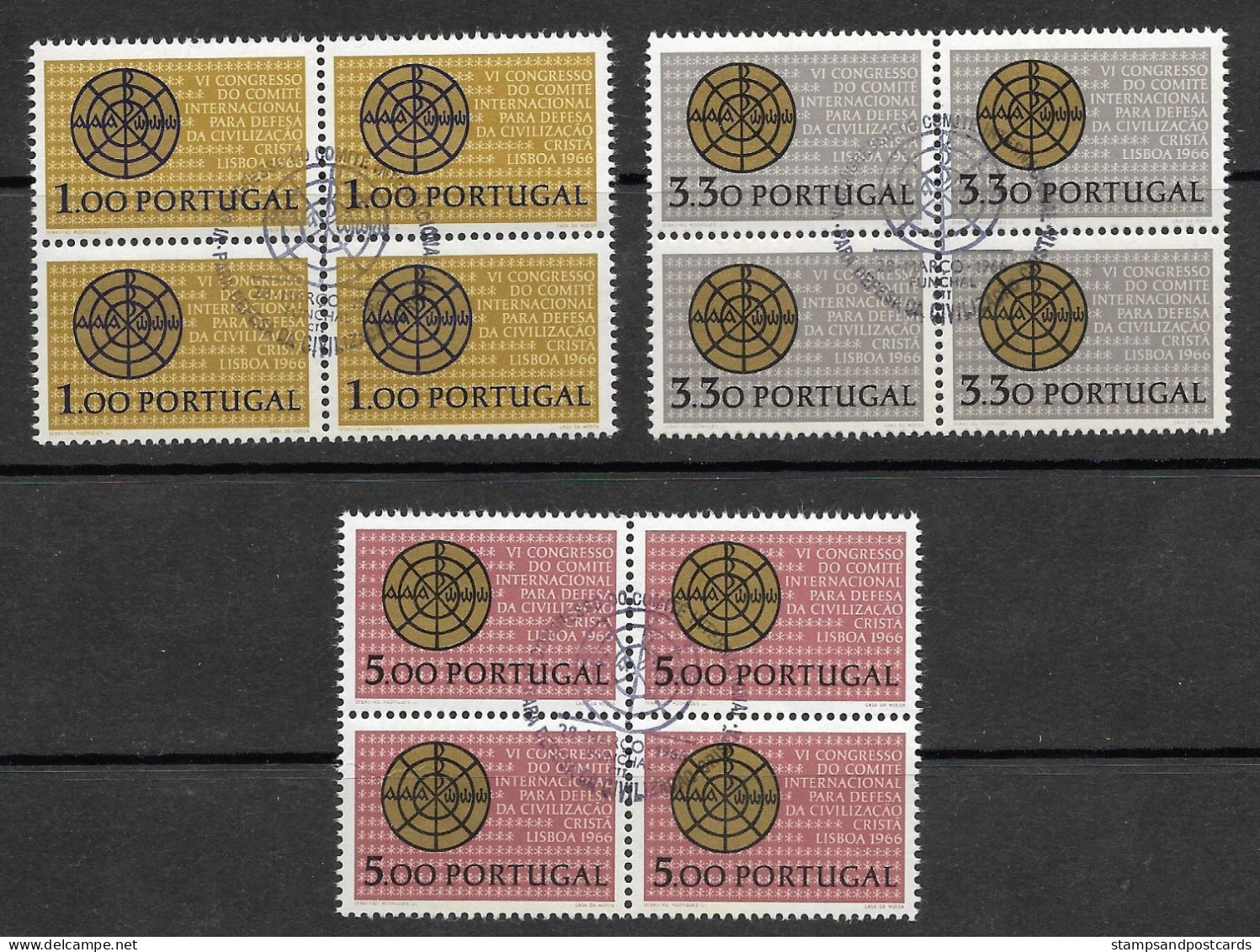 Portugal 1966 Défense De La Civilisation Chrétienne Defense Christianity X 4 Cachet Premier Jour Funchal Madeira Madère - Gebruikt