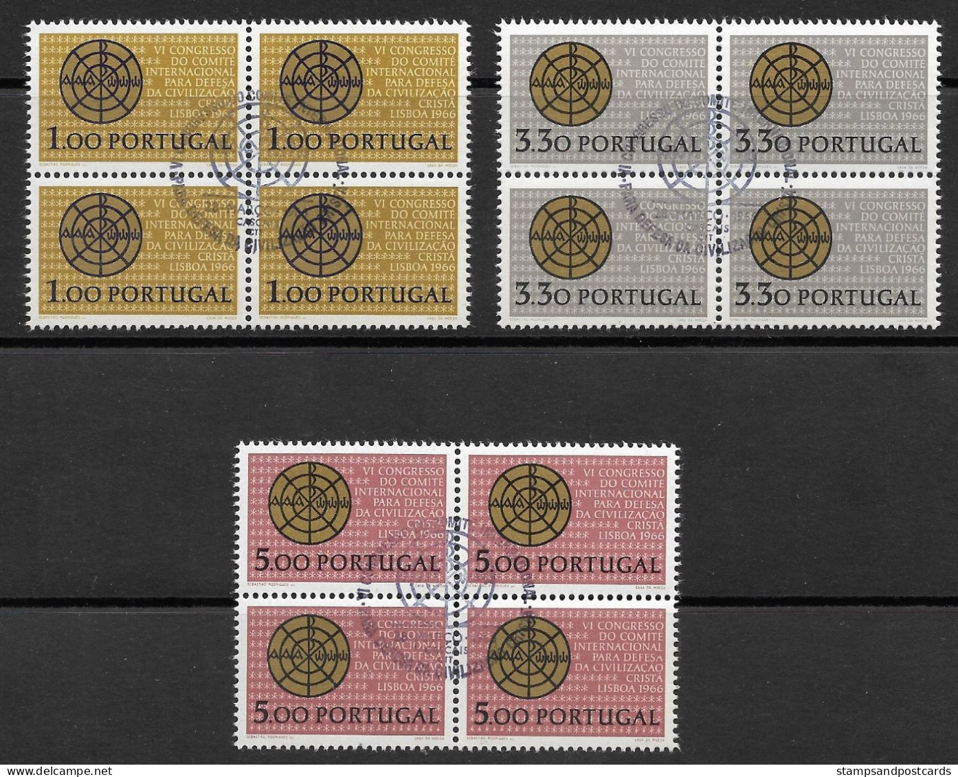 Portugal 1966 Défense De La Civilisation Chrétienne Defense Christianity X 4 Cachet Premier Jour Cascais - Gebraucht