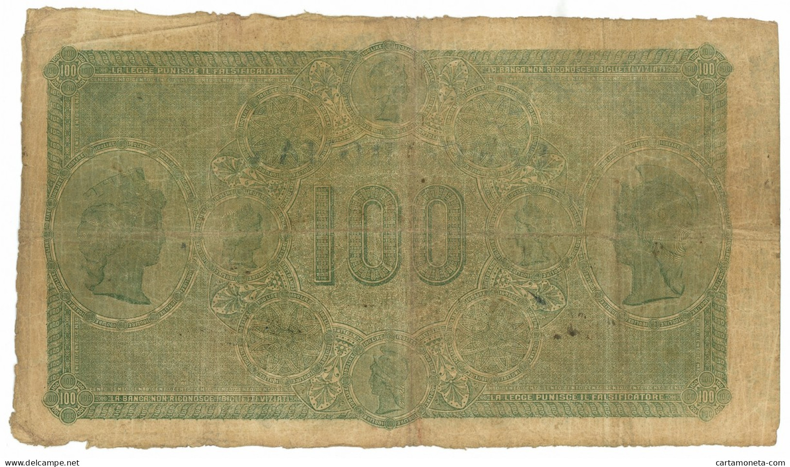 100 LIRE BANCA ROMANA REGNO D'ITALIA 1872 QBB - Autres & Non Classés