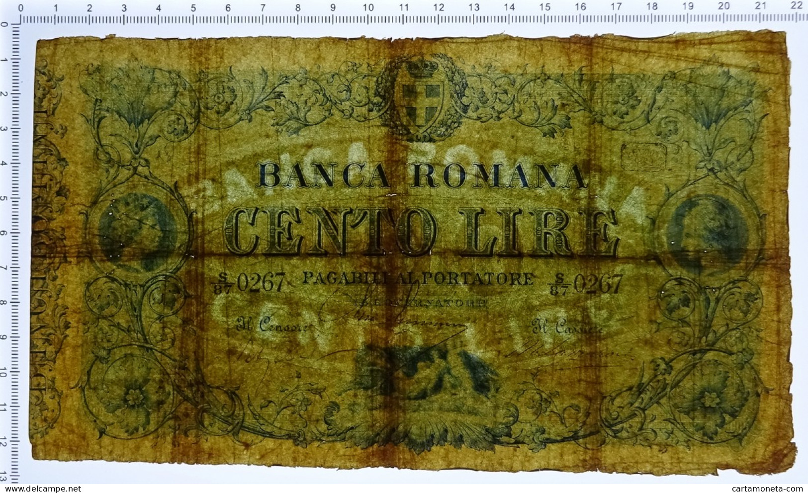 100 LIRE BANCA ROMANA REGNO D'ITALIA 1872 QBB - Autres & Non Classés