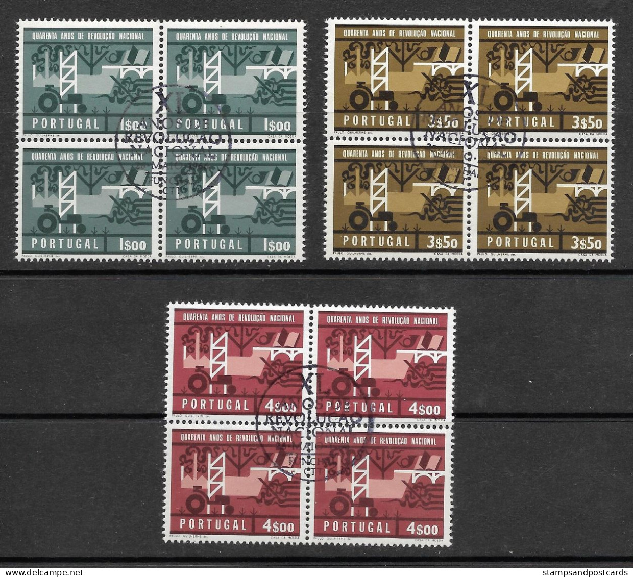 Portugal 1966 Révolution Nationale 40 Ans Régime Fasciste Fascist Regime  X 4 Cachet Premier Jour Funchal Madeira Madère - Used Stamps