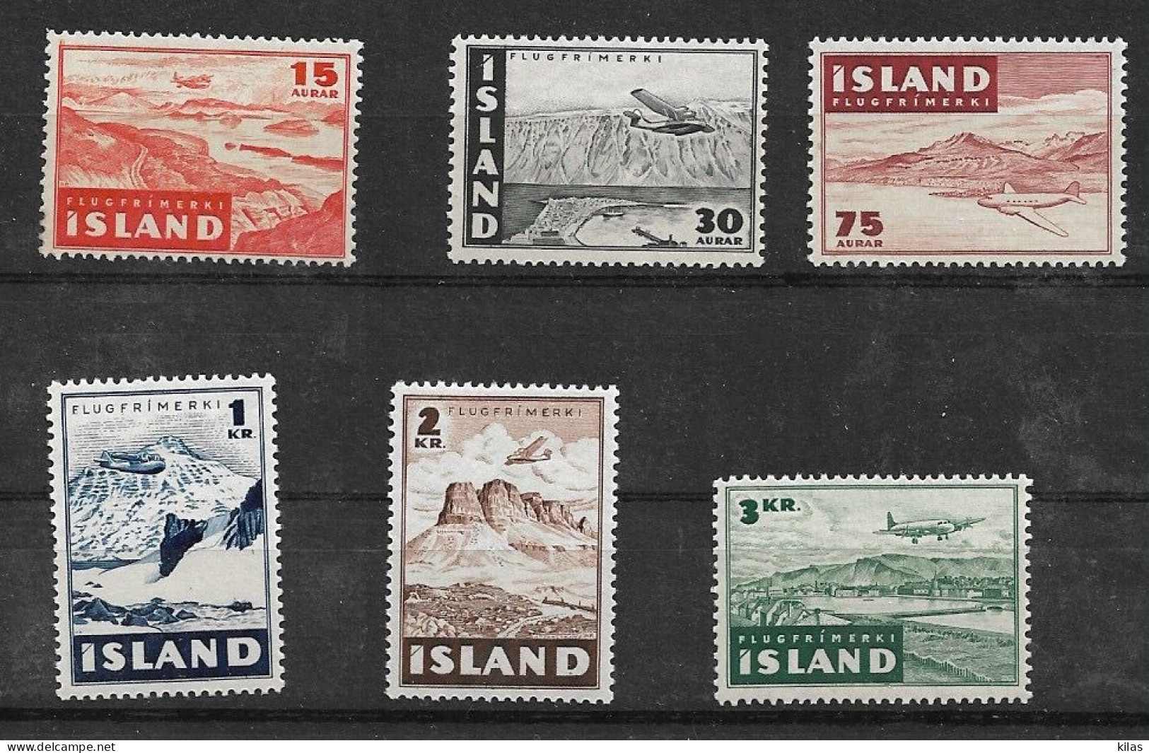 ICELAND 1947 Airmal Aerial VIEWS  MNH - Luchtpost