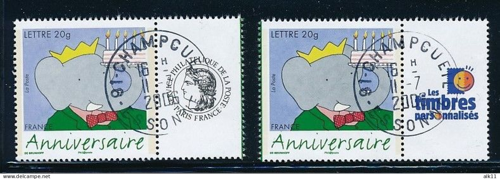 France 2006 - 3927A Deux Timbres Anniversaire Babar Personnalisé - Oblitéré - Oblitérés