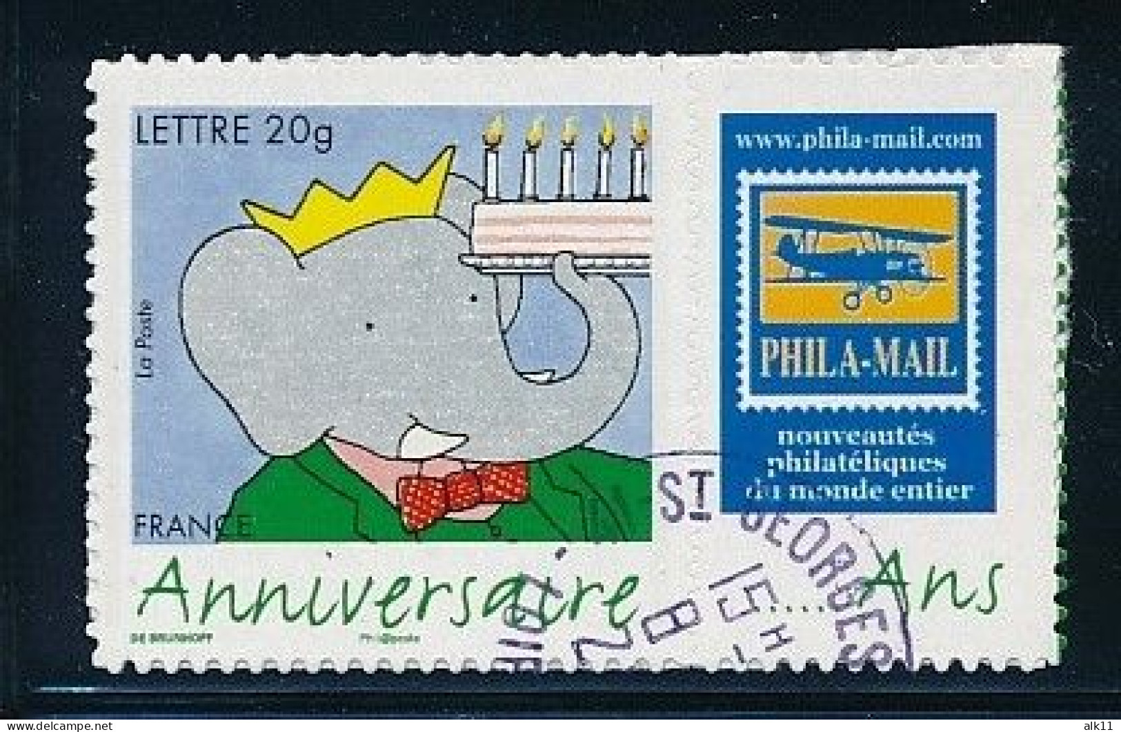 France 2006 - 3927B Timbre  Anniversaire Babar Adhésif Personnalisé Avec Logo Privé - Oblitéré - Used Stamps