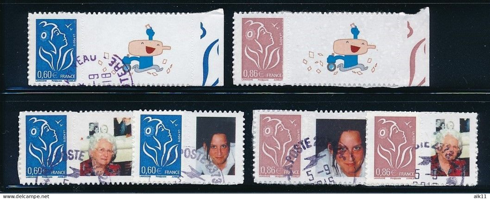 France 2006 - 3966A+Aa Et 3969A+Aa Six Timbres Adhésifs Marianne De Lamouche  Personnalisé - Oblitéré - Gebruikt